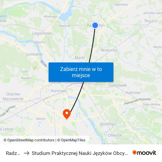 Radzymin to Studium Praktycznej Nauki Języków Obcych (SPNJO) SGGW map