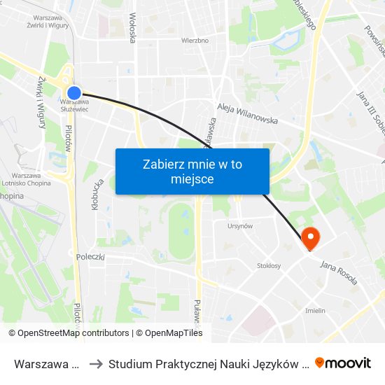 Warszawa Służewiec to Studium Praktycznej Nauki Języków Obcych (SPNJO) SGGW map