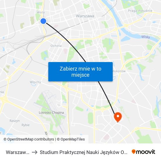 Warszawa Wola to Studium Praktycznej Nauki Języków Obcych (SPNJO) SGGW map