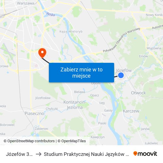 Józefów 3 Maja to Studium Praktycznej Nauki Języków Obcych (SPNJO) SGGW map