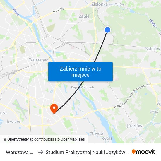 Warszawa Mokry Ług to Studium Praktycznej Nauki Języków Obcych (SPNJO) SGGW map