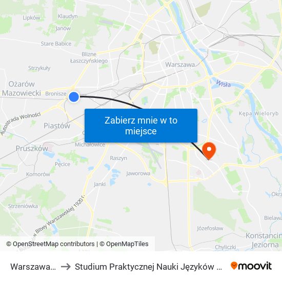 Warszawa Gołąbki to Studium Praktycznej Nauki Języków Obcych (SPNJO) SGGW map