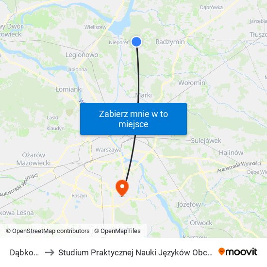 Dąbkowizna to Studium Praktycznej Nauki Języków Obcych (SPNJO) SGGW map