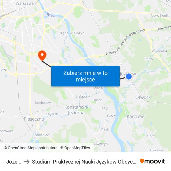 Józefów to Studium Praktycznej Nauki Języków Obcych (SPNJO) SGGW map