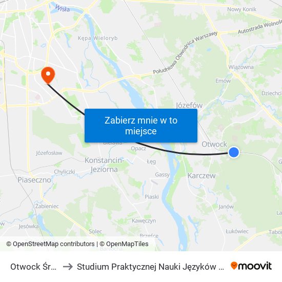 Otwock Śródborów to Studium Praktycznej Nauki Języków Obcych (SPNJO) SGGW map