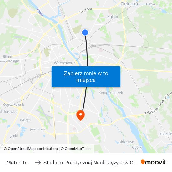 Metro Trocka 02 to Studium Praktycznej Nauki Języków Obcych (SPNJO) SGGW map