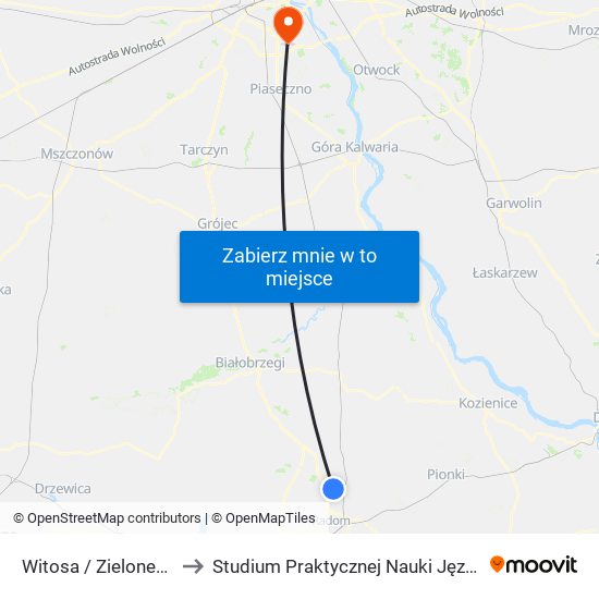 Witosa / Zielonego Sztandaru (Nż) to Studium Praktycznej Nauki Języków Obcych (SPNJO) SGGW map