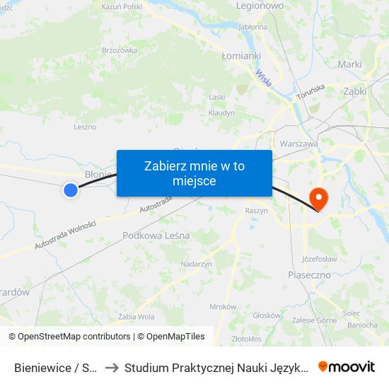 Bieniewice / Szkoła to Studium Praktycznej Nauki Języków Obcych (SPNJO) SGGW map