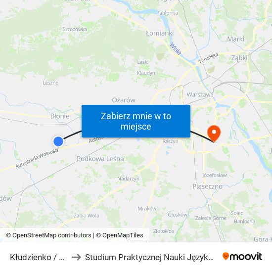 Kłudzienko / Pętla 01 (Nż) to Studium Praktycznej Nauki Języków Obcych (SPNJO) SGGW map