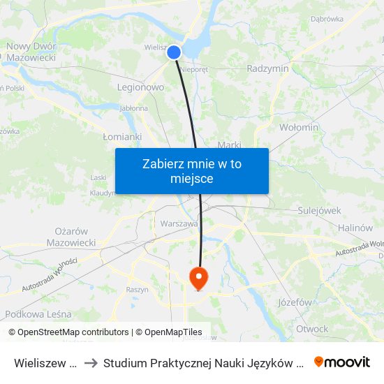 Wieliszew Centrum to Studium Praktycznej Nauki Języków Obcych (SPNJO) SGGW map