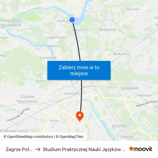 Zegrze Południowe to Studium Praktycznej Nauki Języków Obcych (SPNJO) SGGW map