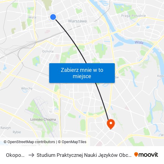 Okopowa to Studium Praktycznej Nauki Języków Obcych (SPNJO) SGGW map