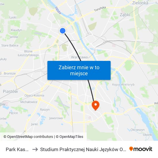 Park Kaskada 04 to Studium Praktycznej Nauki Języków Obcych (SPNJO) SGGW map