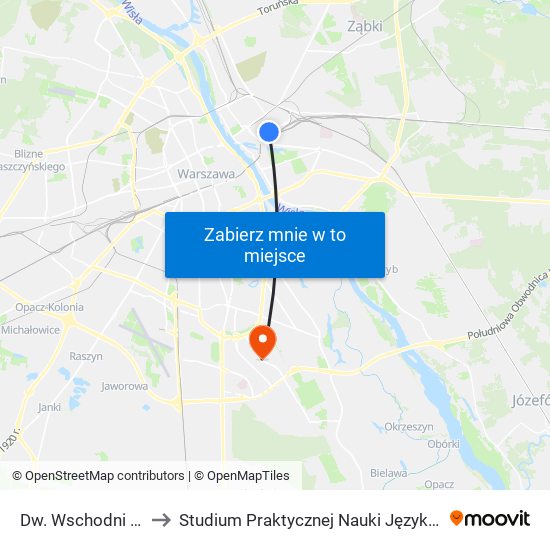 Dw. Wschodni (Kijowska) to Studium Praktycznej Nauki Języków Obcych (SPNJO) SGGW map