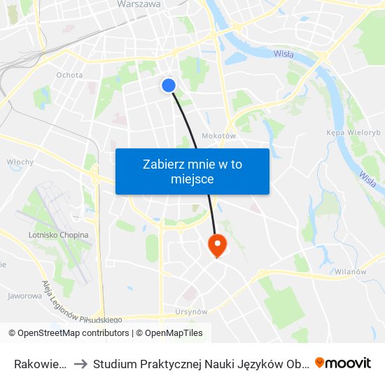 Rakowiecka 05 to Studium Praktycznej Nauki Języków Obcych (SPNJO) SGGW map