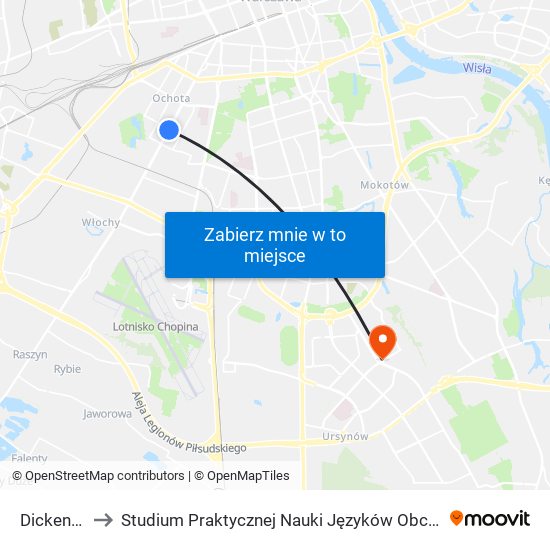 Dickensa to Studium Praktycznej Nauki Języków Obcych (SPNJO) SGGW map