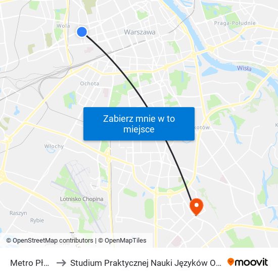 Metro Płocka 03 to Studium Praktycznej Nauki Języków Obcych (SPNJO) SGGW map