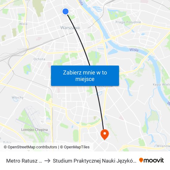 Metro Ratusz - Arsenał 10 to Studium Praktycznej Nauki Języków Obcych (SPNJO) SGGW map