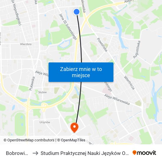 Bobrowiecka 01 to Studium Praktycznej Nauki Języków Obcych (SPNJO) SGGW map