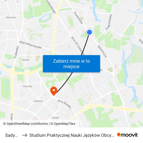 Sadyba to Studium Praktycznej Nauki Języków Obcych (SPNJO) SGGW map