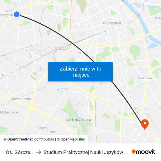 Os. Górczewska 04 to Studium Praktycznej Nauki Języków Obcych (SPNJO) SGGW map