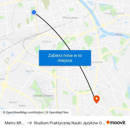 Metro Młynów 02 to Studium Praktycznej Nauki Języków Obcych (SPNJO) SGGW map