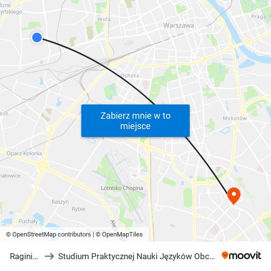 Raginisa 01 to Studium Praktycznej Nauki Języków Obcych (SPNJO) SGGW map