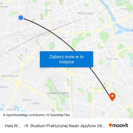 Hala Wola 02 to Studium Praktycznej Nauki Języków Obcych (SPNJO) SGGW map