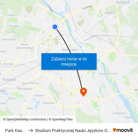 Park Kaskada 05 to Studium Praktycznej Nauki Języków Obcych (SPNJO) SGGW map