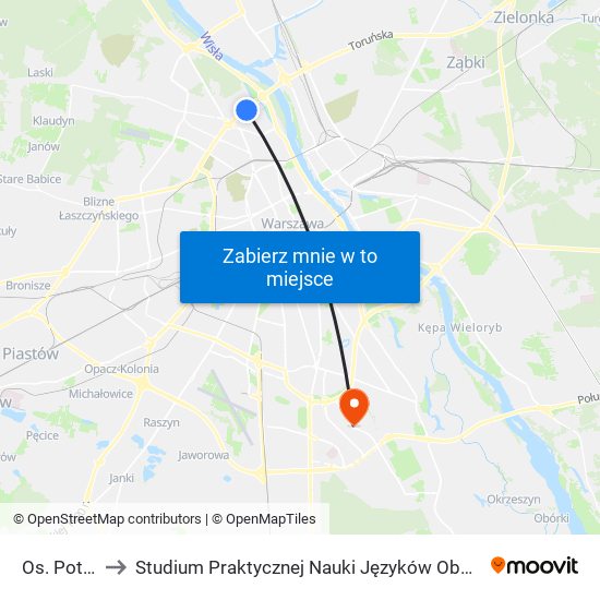 Os. Potok 03 to Studium Praktycznej Nauki Języków Obcych (SPNJO) SGGW map