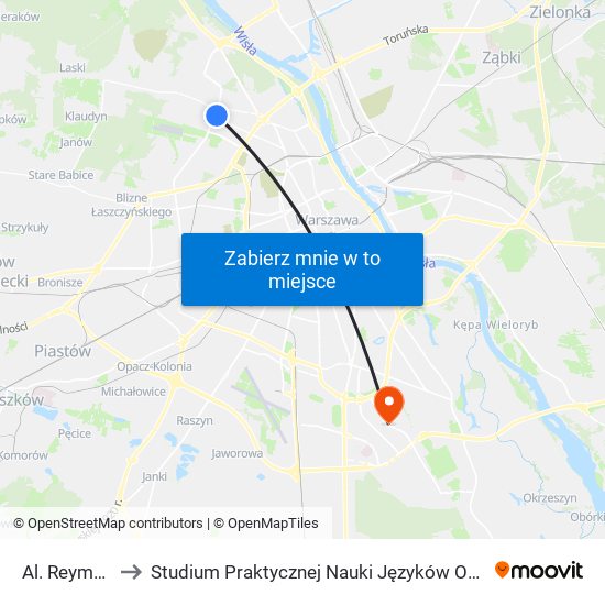 Al. Reymonta 05 to Studium Praktycznej Nauki Języków Obcych (SPNJO) SGGW map