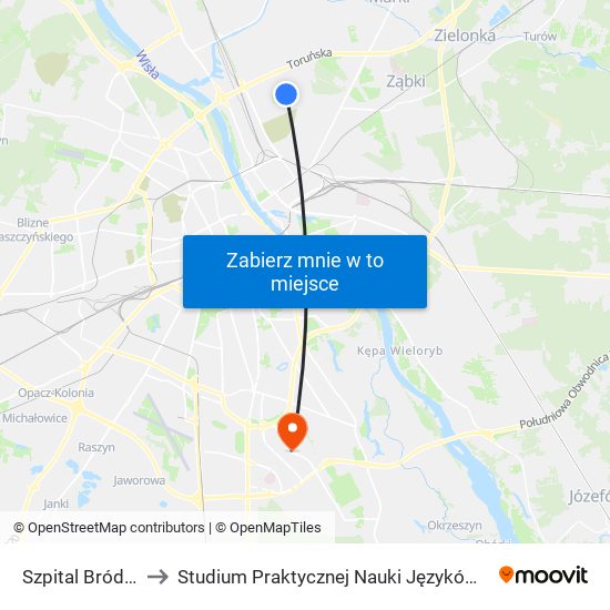 Szpital Bródnowski 03 to Studium Praktycznej Nauki Języków Obcych (SPNJO) SGGW map