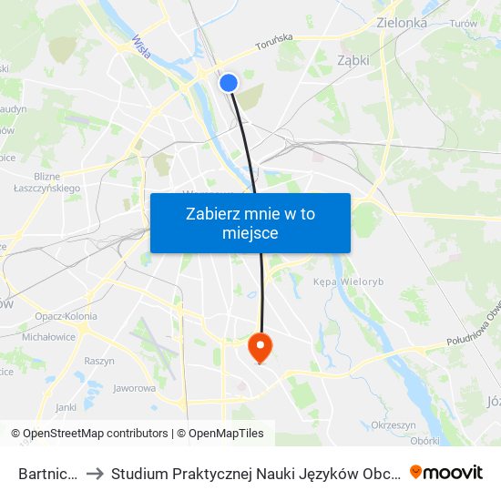 Bartnicza to Studium Praktycznej Nauki Języków Obcych (SPNJO) SGGW map