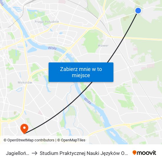 Jagiellońska 02 to Studium Praktycznej Nauki Języków Obcych (SPNJO) SGGW map