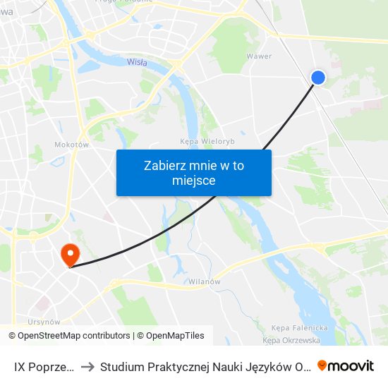 IX Poprzeczna to Studium Praktycznej Nauki Języków Obcych (SPNJO) SGGW map