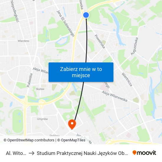 Al. Witosa 04 to Studium Praktycznej Nauki Języków Obcych (SPNJO) SGGW map