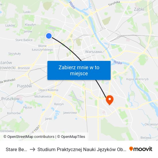 Stare Bemowo to Studium Praktycznej Nauki Języków Obcych (SPNJO) SGGW map