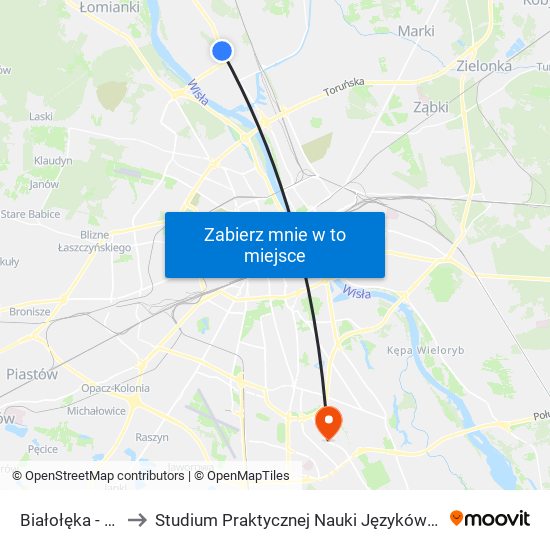 Białołęka - Ratusz 01 to Studium Praktycznej Nauki Języków Obcych (SPNJO) SGGW map