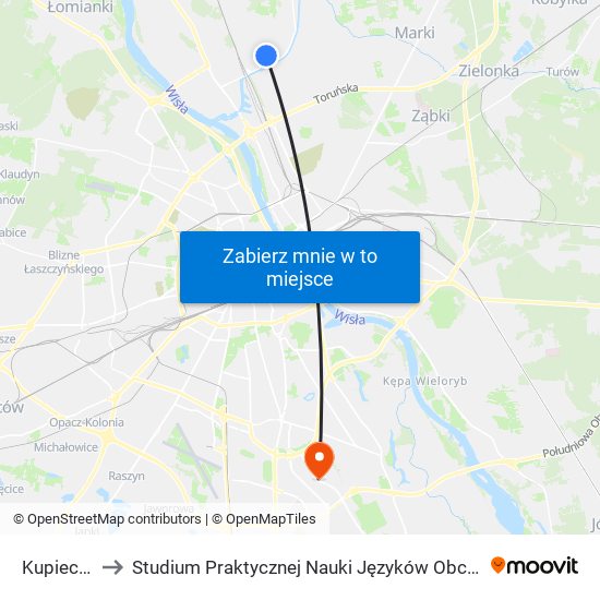 Kupiecka 01 to Studium Praktycznej Nauki Języków Obcych (SPNJO) SGGW map