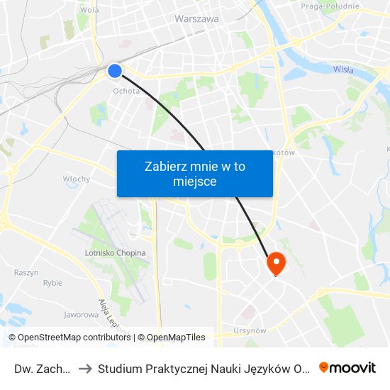 Dw. Zachodni 01 to Studium Praktycznej Nauki Języków Obcych (SPNJO) SGGW map