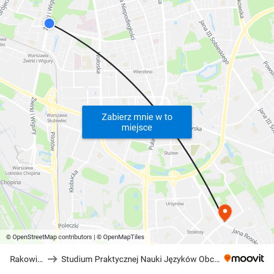 Rakowiec 02 to Studium Praktycznej Nauki Języków Obcych (SPNJO) SGGW map