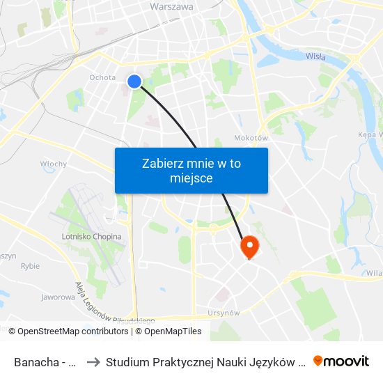 Banacha - Szpital 02 to Studium Praktycznej Nauki Języków Obcych (SPNJO) SGGW map