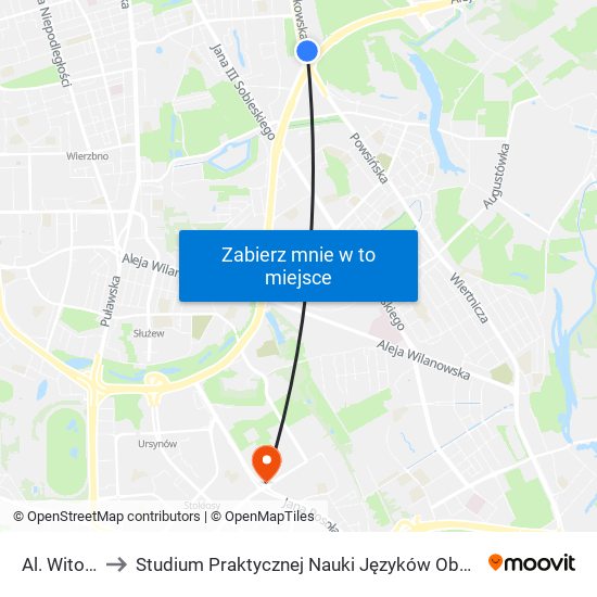 Al. Witosa 02 to Studium Praktycznej Nauki Języków Obcych (SPNJO) SGGW map