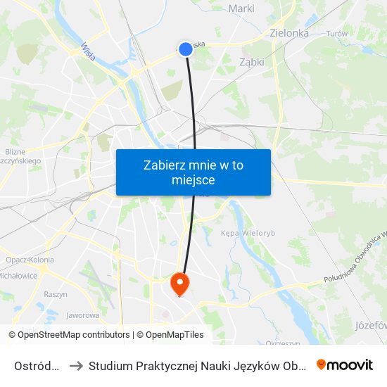 Ostródzka 01 to Studium Praktycznej Nauki Języków Obcych (SPNJO) SGGW map