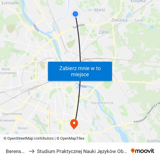 Berensona 02 to Studium Praktycznej Nauki Języków Obcych (SPNJO) SGGW map