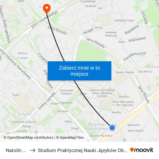 Natolin Płn. 01 to Studium Praktycznej Nauki Języków Obcych (SPNJO) SGGW map