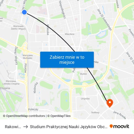 Rakowiec 03 to Studium Praktycznej Nauki Języków Obcych (SPNJO) SGGW map