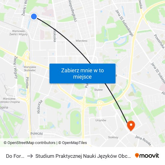 Do Fortu 01 to Studium Praktycznej Nauki Języków Obcych (SPNJO) SGGW map