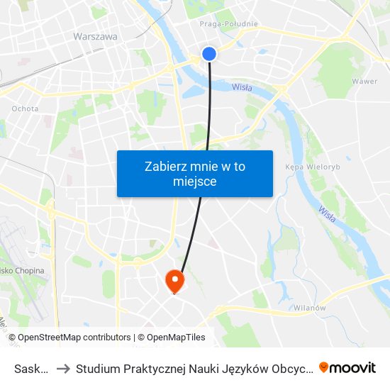 Saska 01 to Studium Praktycznej Nauki Języków Obcych (SPNJO) SGGW map