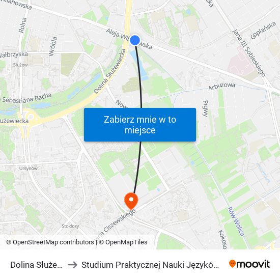 Dolina Służewiecka to Studium Praktycznej Nauki Języków Obcych (SPNJO) SGGW map